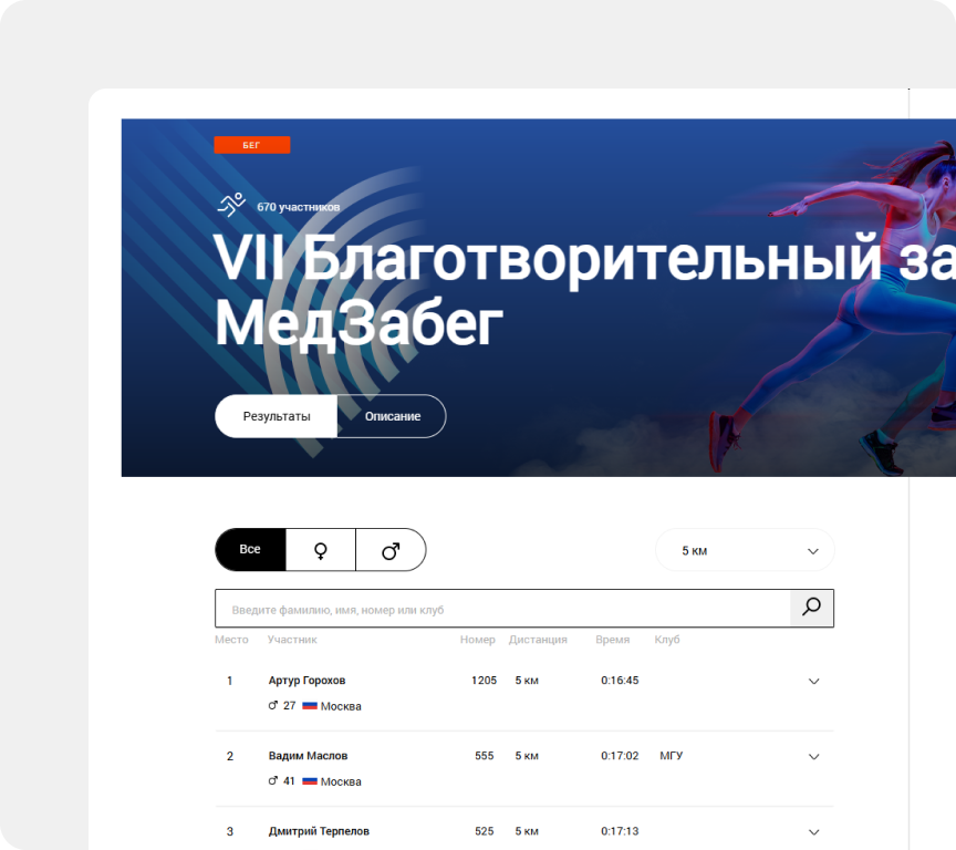 Онлайн-трансляция забегов